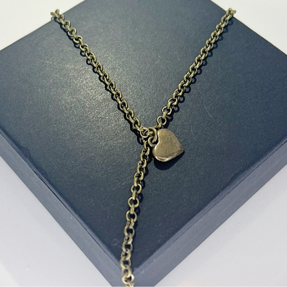 Antique Bronze Lariat Heart Necklace - Picture 2 of 2